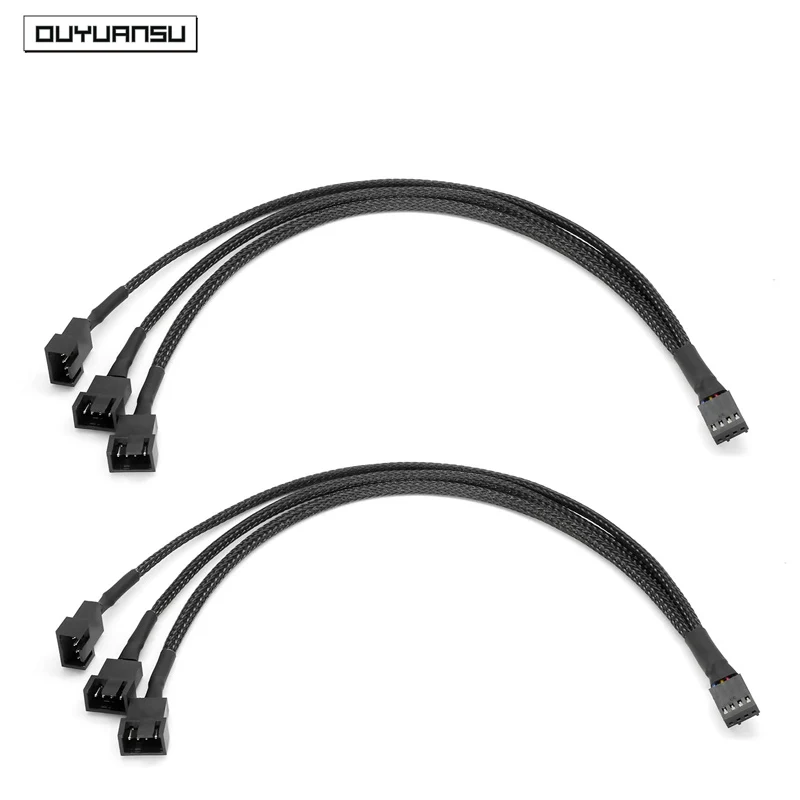 

12.6 in Fan Splitter PWM 4 Pin PC Case Fan Splitter Adapter Cable Compatible 3 Pin Fan