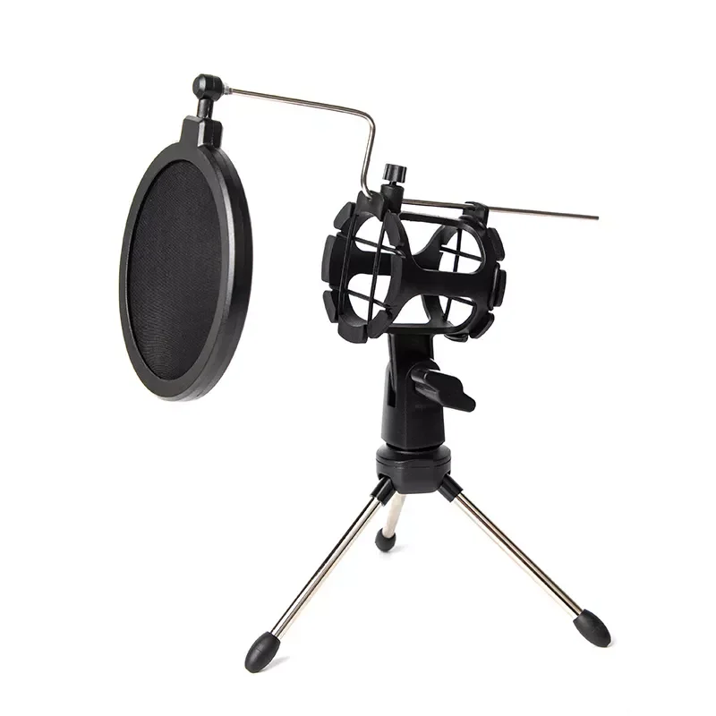 

new Microphone Stand Desktop Tripod for Computer Video Recording with Mic Windscreen Filter Cover