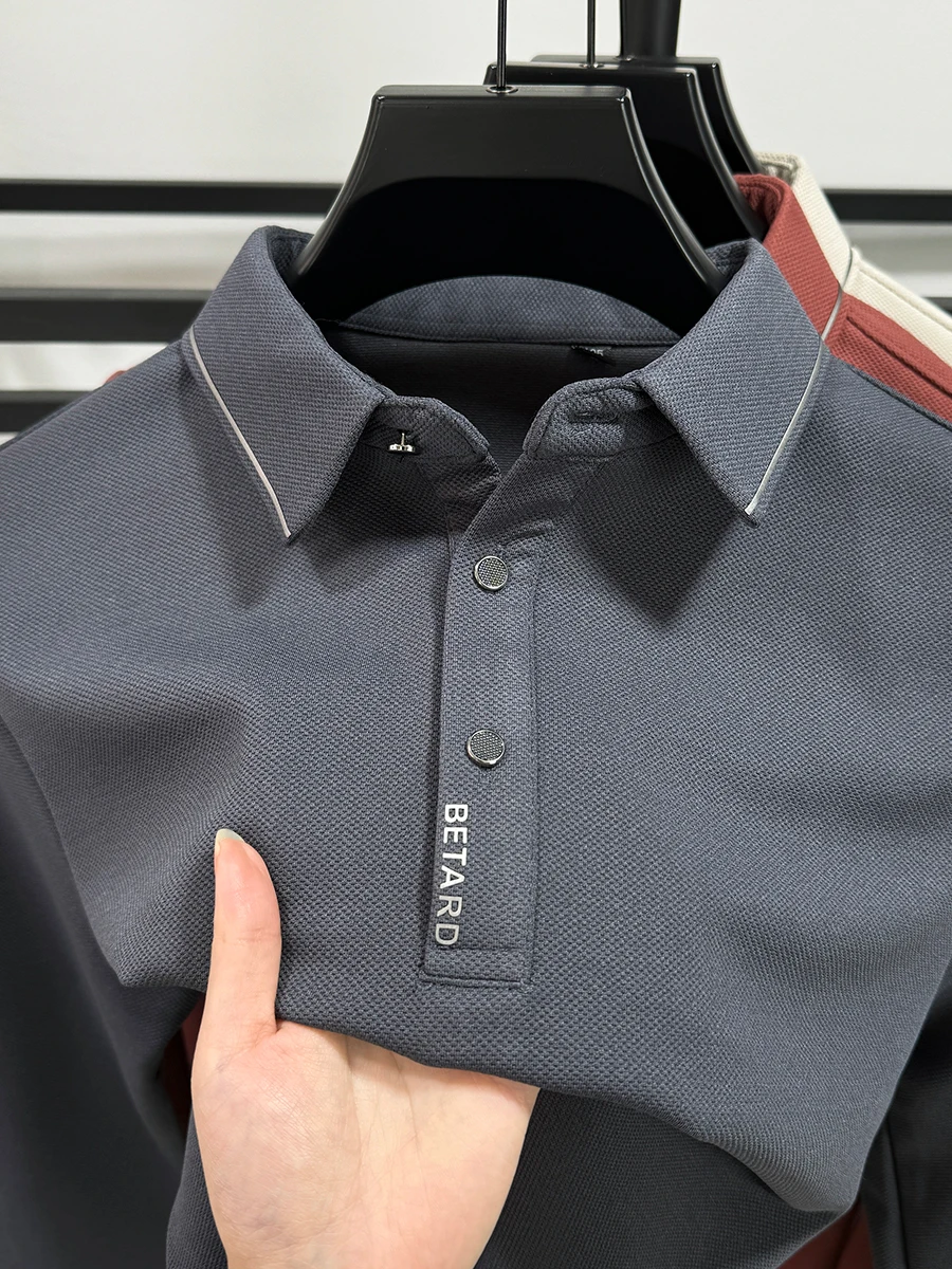 Модная Летняя мужская рубашка-поло с коротким рукавом дизайнерская дышащая