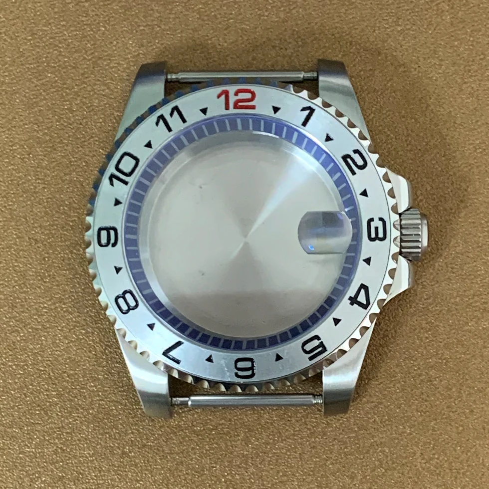 40mm Watch Case Fine Steel 316L Blue Inner Ring Sapphire Glass Assembly Fit NH35 NH35 Movement Men Watch Modification Part