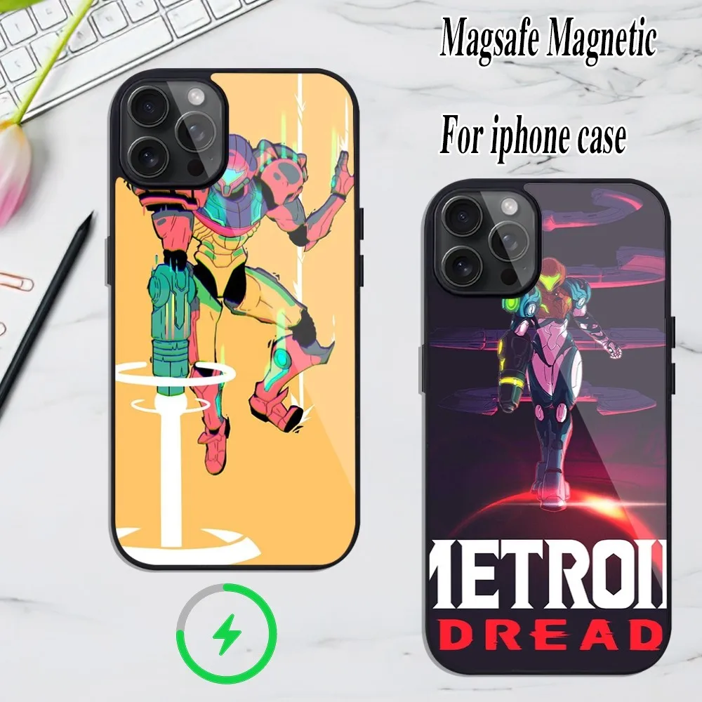 Чехол для телефона Game M-Metroid iPhone Magesafe Magnetic 12 13 15 11 Mini 14 Max Pro Plus