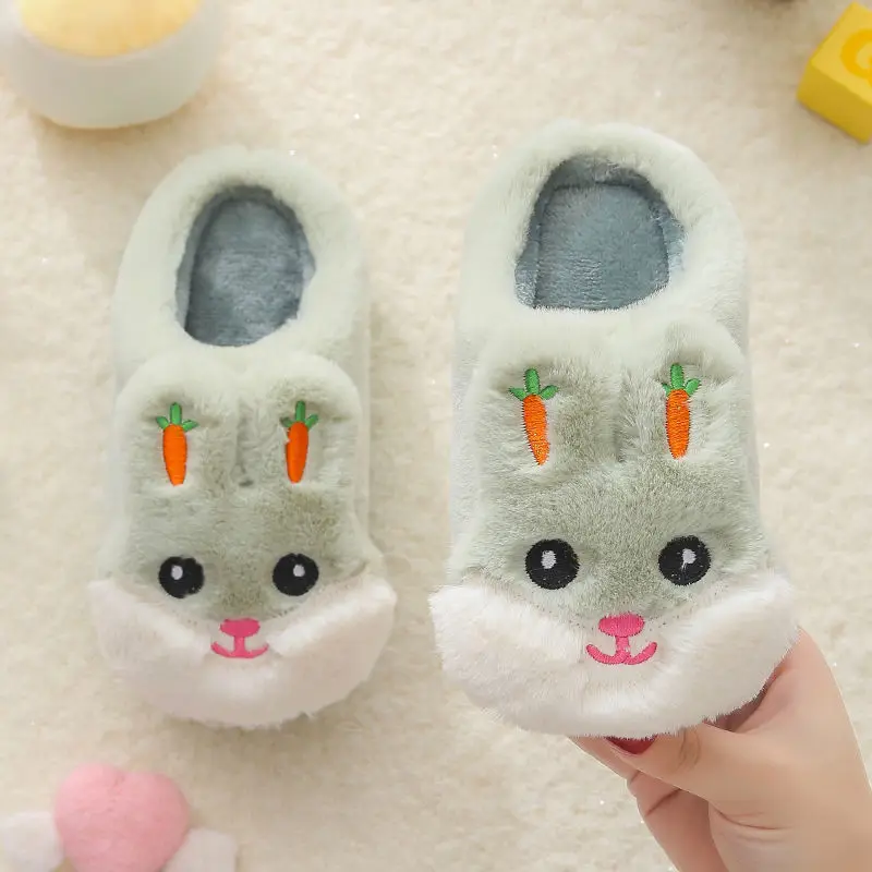 

New Autumn And Winter Children's Cotton Slippers Cartoon Cute Home Warm Non-slip Baby Fur Slippers Fashion Home Soft Slippers