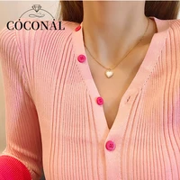 coconal trendy heart shaped pendant necklace opal chain shiny women temperament jewelry choker necklace wedding jewelry gifts