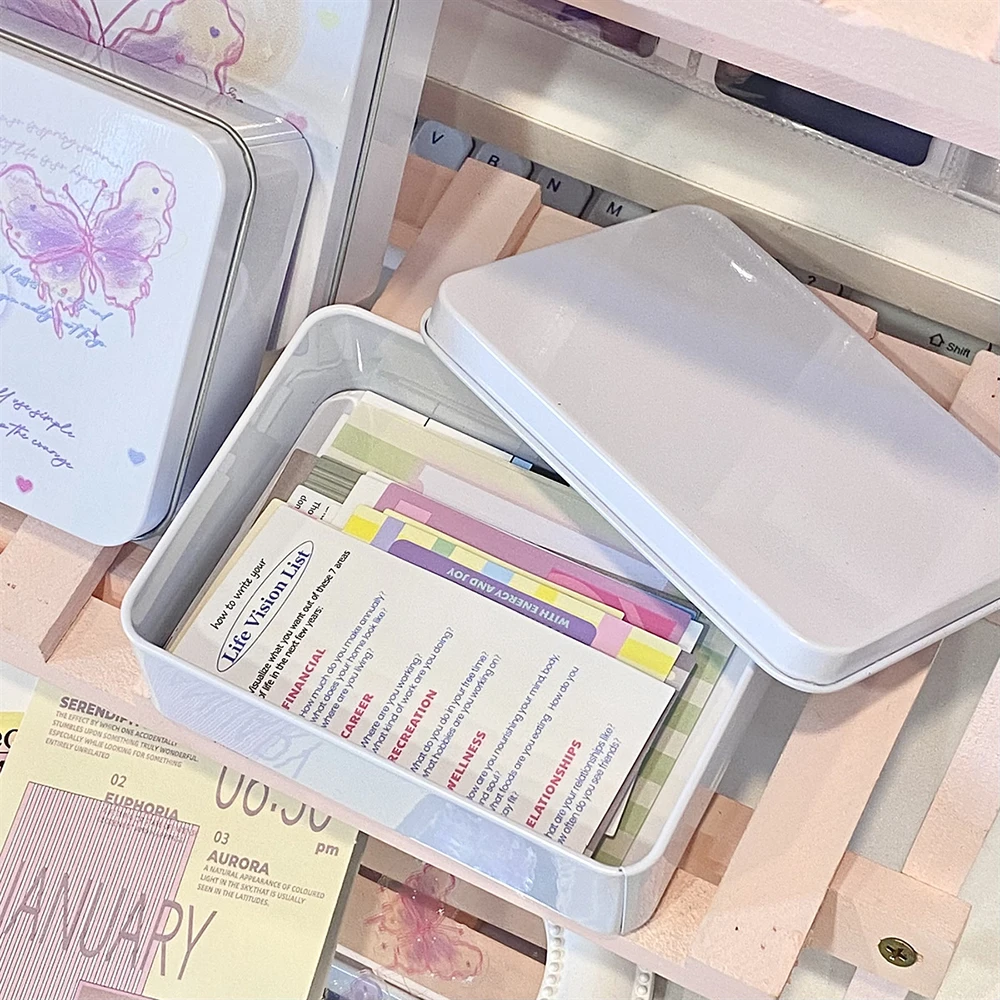 Металлическая жестяная коробка квадратная для хранения фотокарт косметика