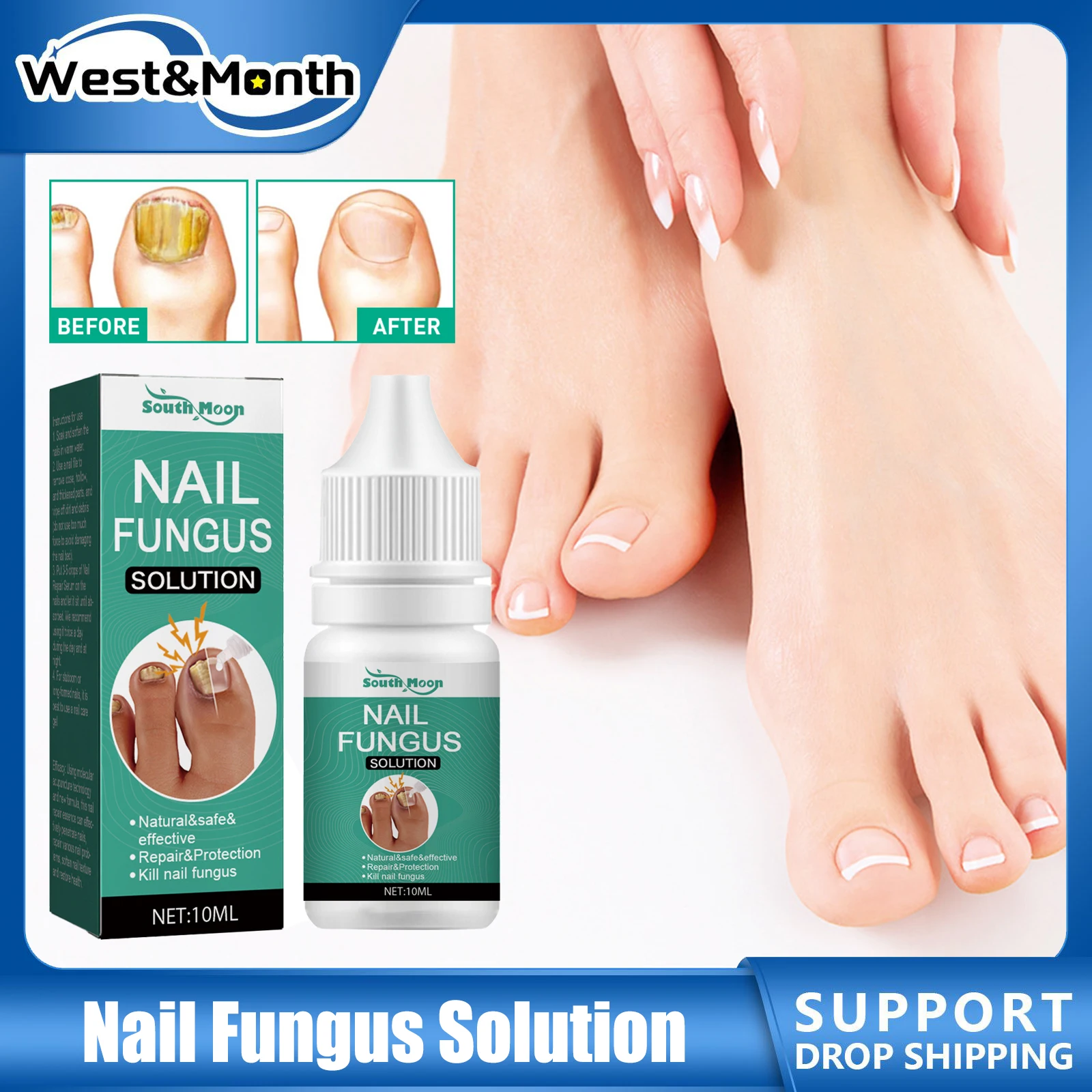 

Nail Fungus Solution Anti Infection Remove Nail Cuticle Treatment Onychomycosis Paronychia Repair Gray Nail Hand Foot Care 10ml