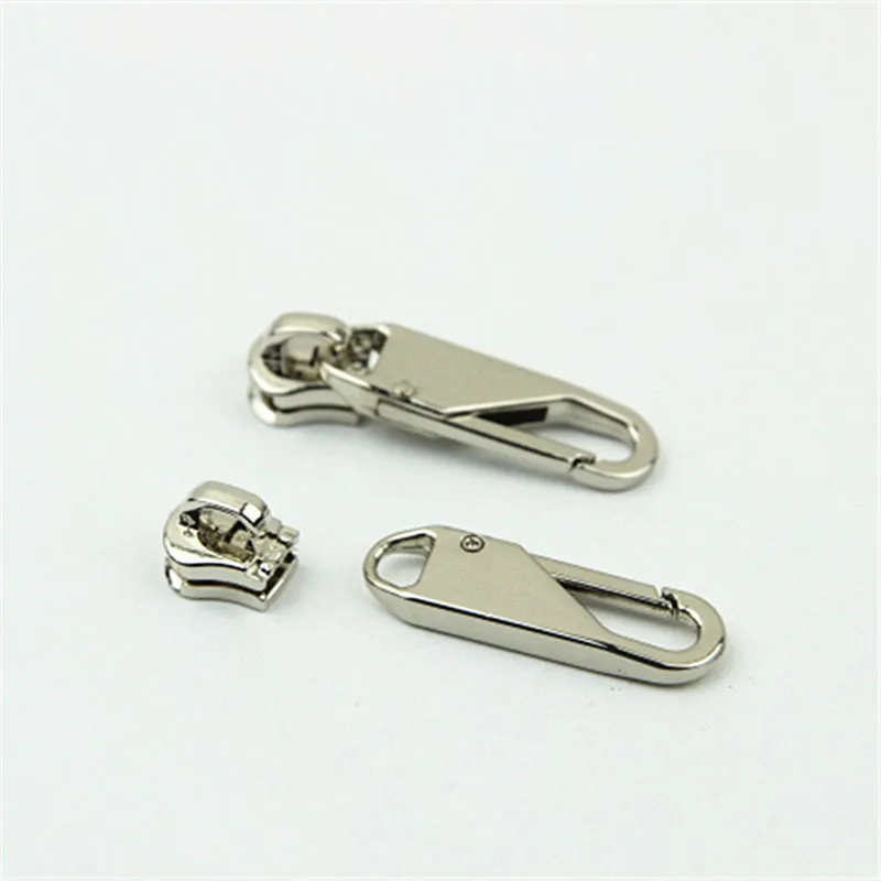 20pcs 5# Zipper Slider for Metal Zips Metal Snap Clasp Pendant Zipper Puller DIY Repair Parts Zip Head Bag Accessory