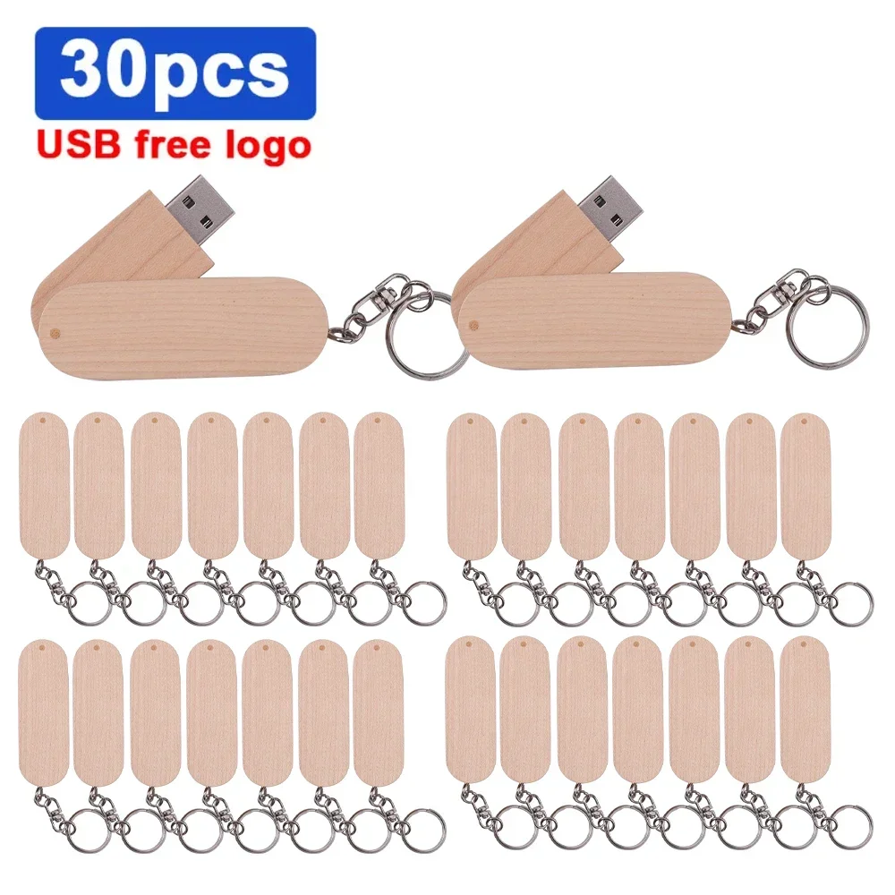 30pcs/lot Free Custom LOGO for Wedding Company Gifts Wooden Pen Drive 4GB 8GB 16GB 32GB 64GB Usb 2.0 Memory Stick Flash
