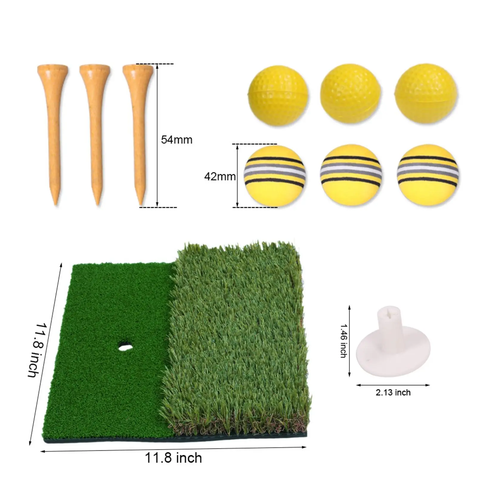 

Golf Hitting Pad Set Batting Aid Indoor Outdoor Training Holder Turf Mat