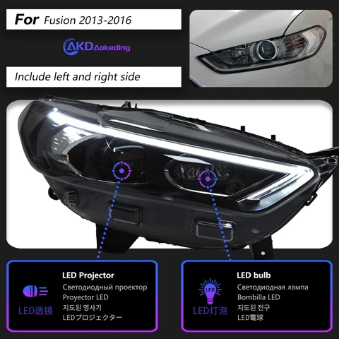 Для Ford Fusion 2013-2016 Mondeo передняя фара автомобиля светодиодный DRL Hella 5 ксеноновые линзы Hid H7 Mondeo автомобильные аксессуары