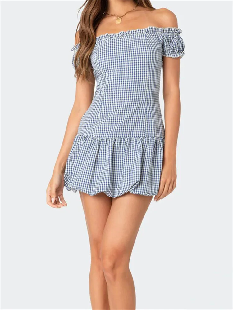 CHRONSTYLE женское летнее вечернее короткое мини-платье с коротким рукавом и вырезом