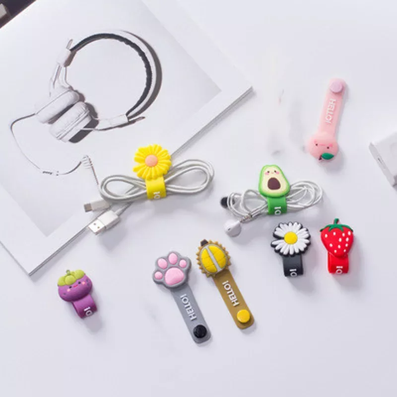 

1PC Cartoon Cable Management Earphone Accessories Cord Organizer Charger Cable Protector Clips Cord Holder Desktop Storage Tie
