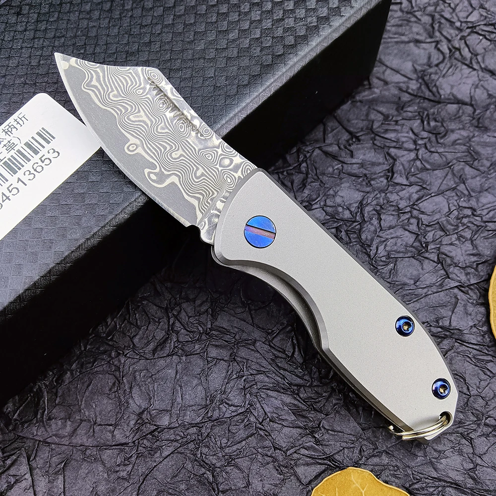 

Small Razor Folding Knife Outdoor Damascus Steel Flipper Pocket Knife Survival Camping EDC Rescue Knives Titanium Alloy Handle