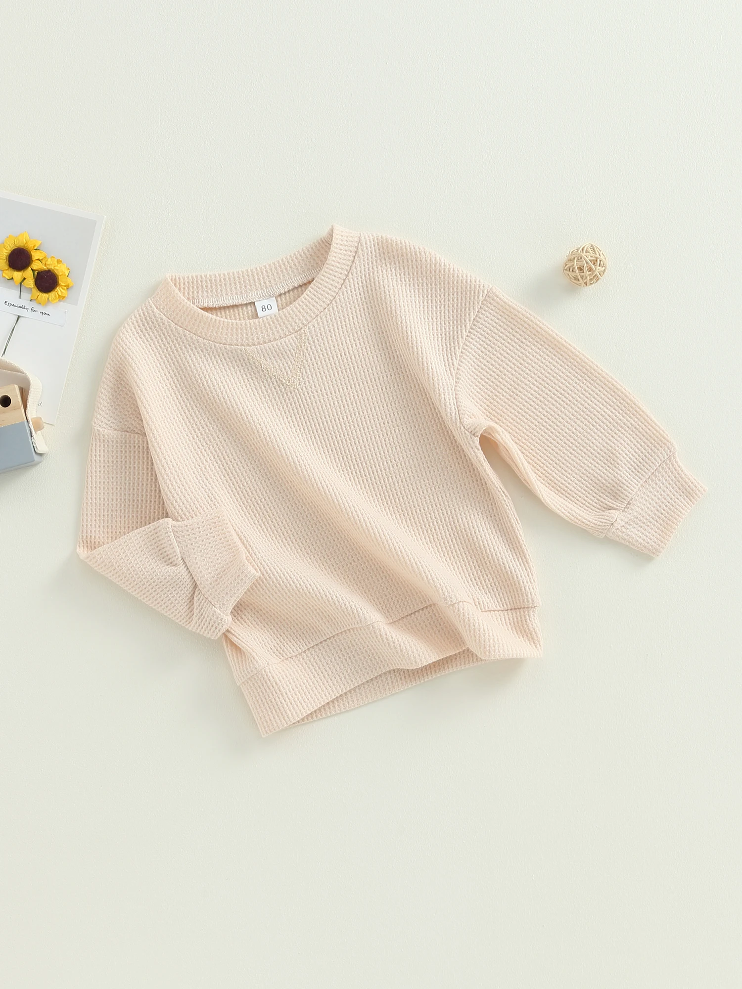 

ZZLBUF Toddler Baby Boy Girl Waffle Knit Sweatshirt Long Sleeve Jumper Crewneck Pullover Tops Sweater Fall Winter Clothes