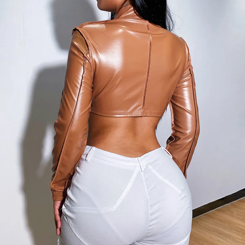 Fashion Long Sleeve PU Leather Women's Autumn Winter Jacket Coat Casual Short ZIpper Jackets for Women 2022 Streetwear Outerwear