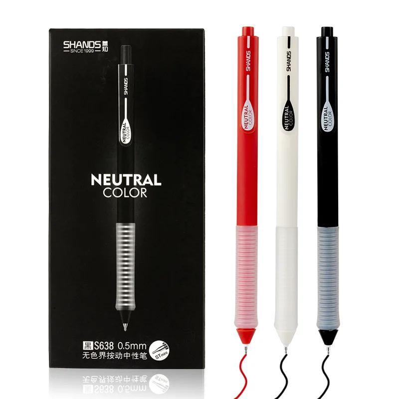 

12 шт./компл. S638 нажимная нейтральная ручка, 0,5 черная карбоновая Ручка для воды, простая матовая ручка для подписи, фоторучка