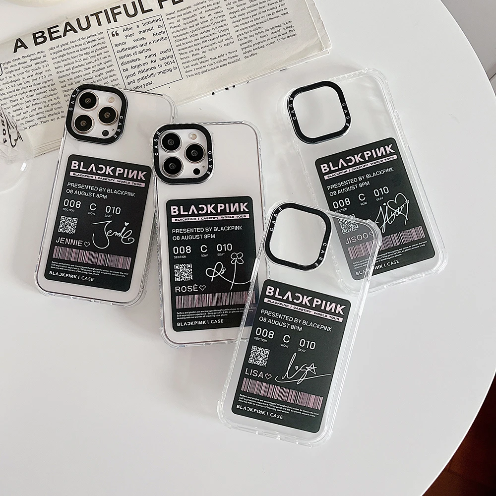 

LISA-JENNIE-ROSE BLACKPINKS Phone Case For Iphone 11 12 13 Pro Max X Xs Xr 7 8 Plus Shockproof Transparent Protector Cover