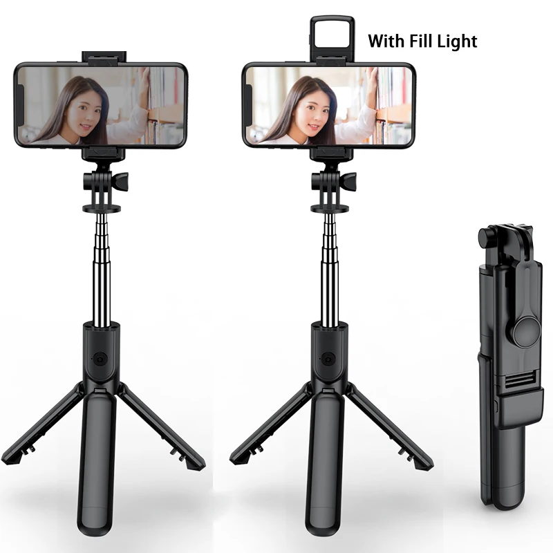 

Handheld Telescopic Selfie Stick with Light Wireless Bluetooth Foldable Mini Tripod Remote Control PTZ for IOS Android Phone