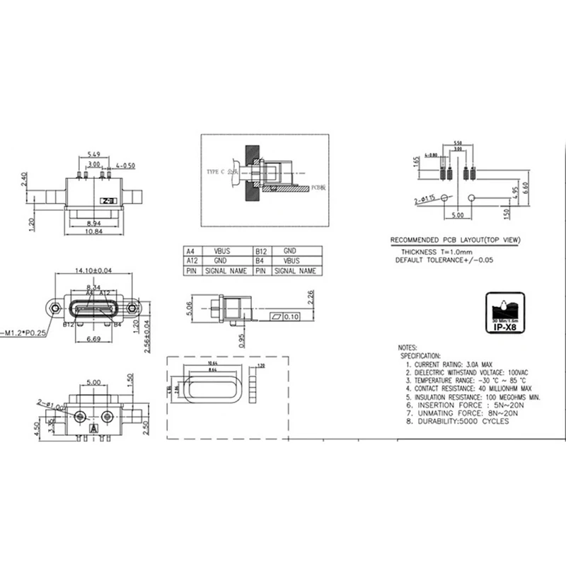 Акция! 10 шт. Влагозащищенный женский USB-разъем Micro-USB TYPE C 4Pin с отверстием для винта для подключения питания и зарядки.