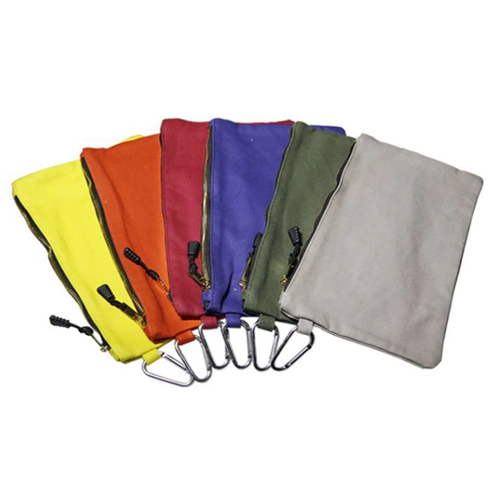 

6pcs Tool Pouch Portable Wrench Organizer Durable Storage Bag With Carabiner Carpenter Heavy Duty Zipper Thick Canvas Tote