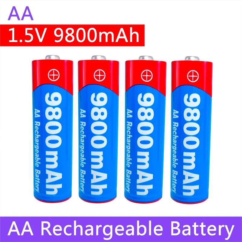 

100% Original New AA rechargeable 1.5V 9800mAh 1.5V New Rechargeable AA battery for led light toy Camera Microphone battery
