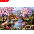 5D алмазная живопись с цветами вишни, Алмазная мозаика с цветами, полная круглая вышивка стразы, искусство, вышивка крестиком, домашний декор