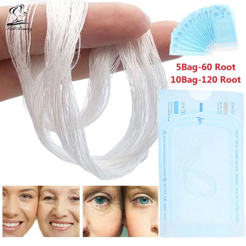5Bag/60Pcs Protein Thread No Needle Silk Fibroin Line Carving Essence Collagen Face Filler Women Beauty Care Skin Collagen Based