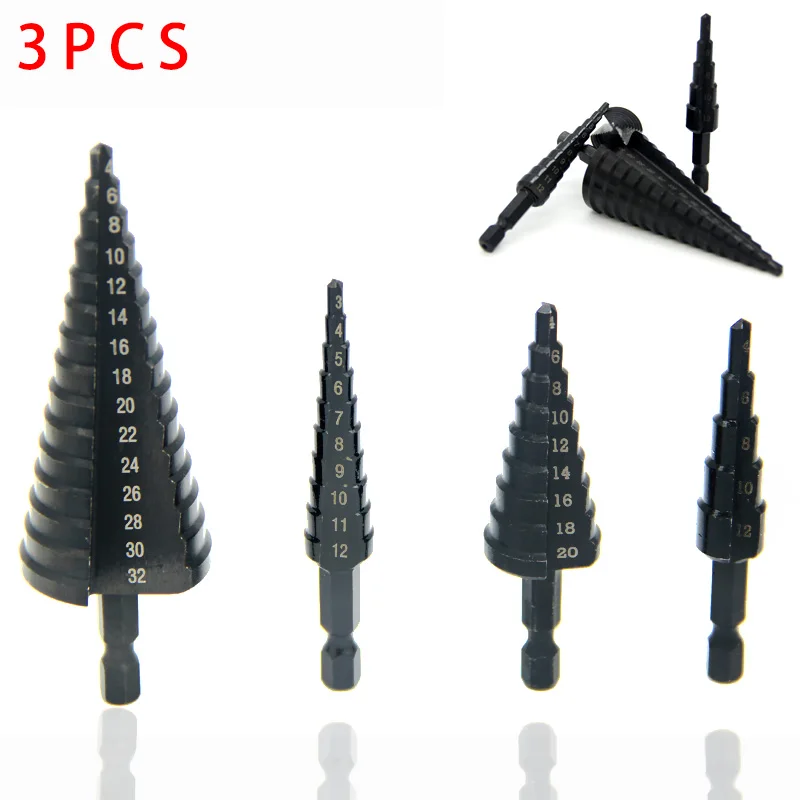 

Набор ступенчатых Сверл с титановым покрытием, комплект корончатых насадок для дрели и металла, 1/3 шт., 3-12 мм, 4-12 мм, 4-20 мм, 4-32 мм