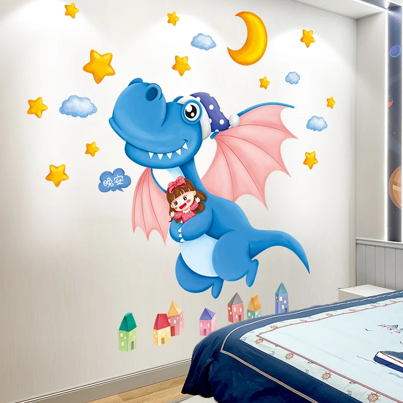 

Dinosaurs Animals Wall Stickers DIY Cartoon Stars Mural Decals for Kids Rooms Baby Bedroom Kindergarten Nursery Home Decoration