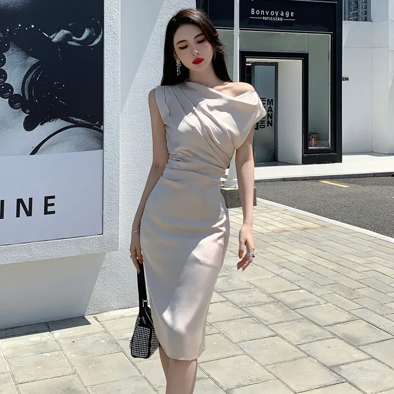 

COIGARSAM Women's Summer Dress New Champagne Dresses Dropshipping