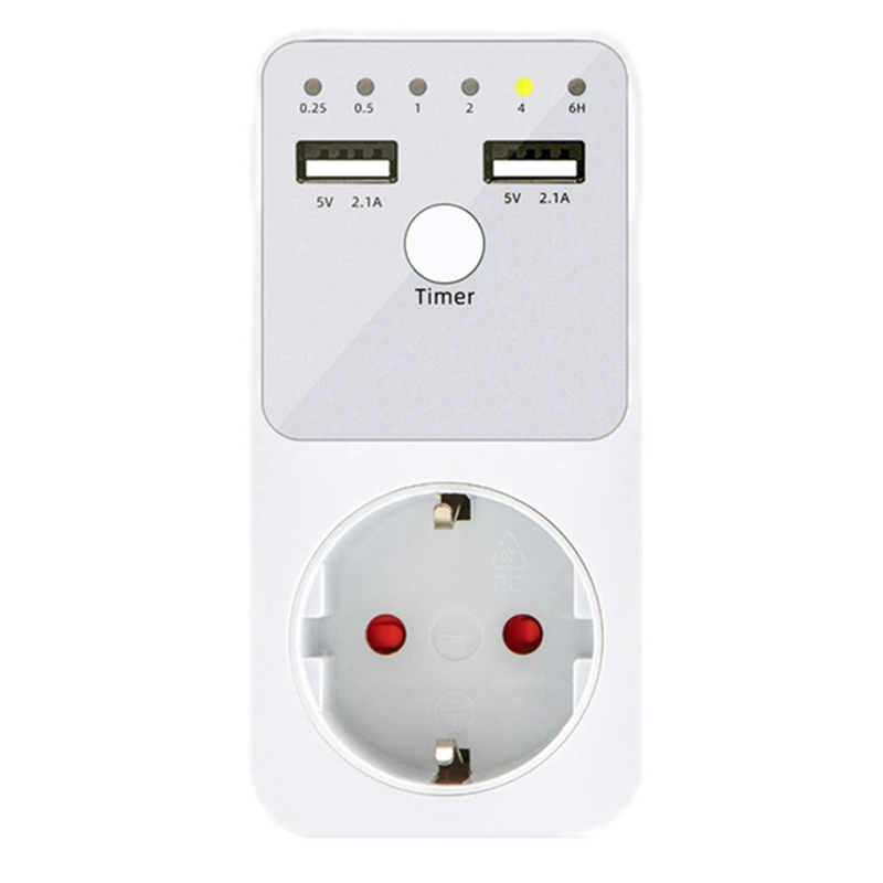 

Intelligent Programmable Countdown Timer Socket Electrical 6HR Socket For USB Interface Switch EU Plug