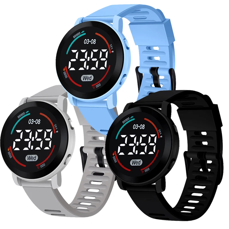 

Мужские спортивные наручные часы, силиконовые электронные светодиодные наручные часы, модные водонепроницаемые часы для фитнеса, простые ...