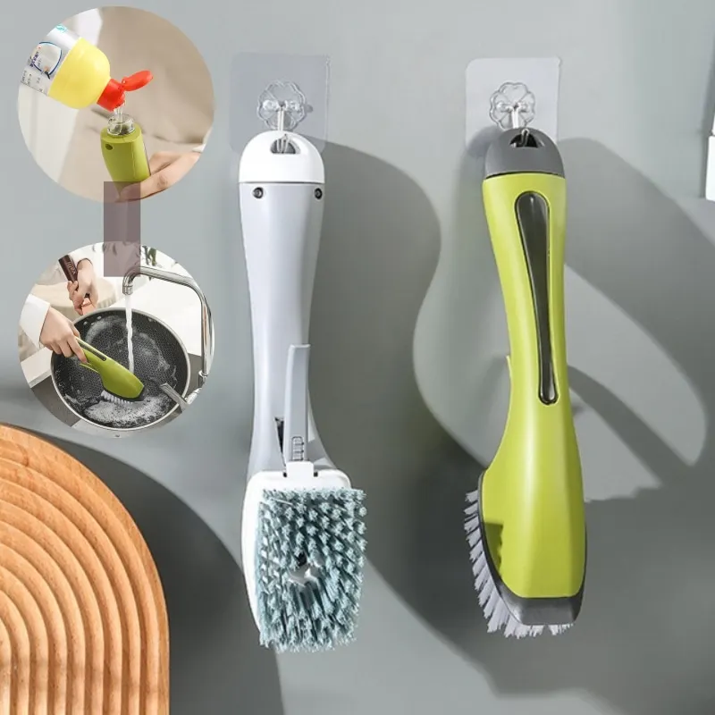 

Dish Cleaning Soft Brush Liquid Household Cleaning Brushes Utensils Long Handle Kitchen Ware Gadgets Tools Kitchen Accessories