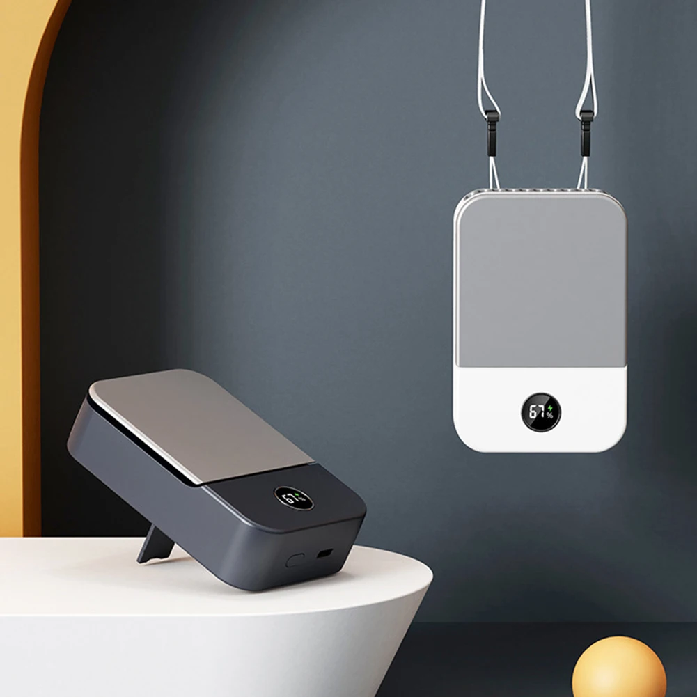 

Мини-Веер для рубашки с зажимом на талии, портативный персональный веер для шеи с дисплеем оставшейся мощности, для кемпинга на открытом воз...