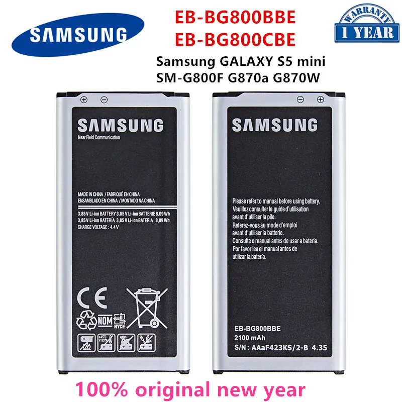 

SAMSUNG Orginal EB-BG800BBE EB-BG800CBE 2100mAh Battery For Samsung GALAXY S5 mini S5MINI SM-G800F G870A G870W Mobile Phone