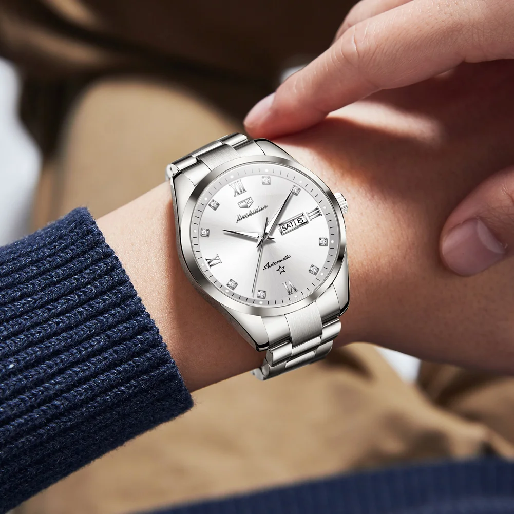 Часы JSDUN Мужские механические Автоматические брендовые деловые с простым