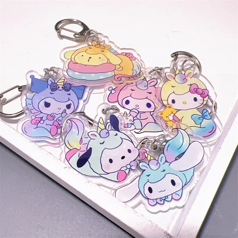 

New Sanrio Hello Kitty Cute Anime Keychain Bag Pendant Fantasy Wonderland Cartoon Super Immortal Unicorn Charms Friend Girl Gift