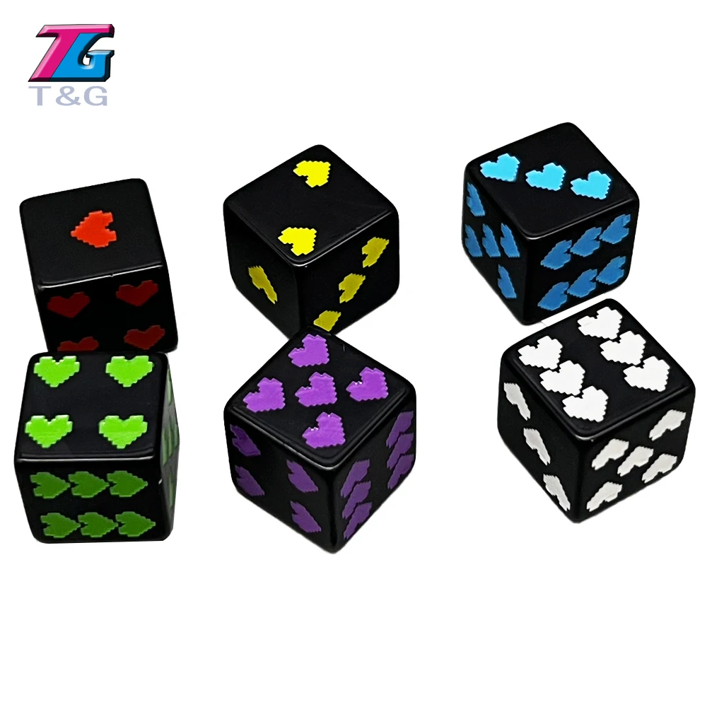 

18mm Colorful Heart Six Sided Drinking Dados DNDGame for Entertainment Board Game