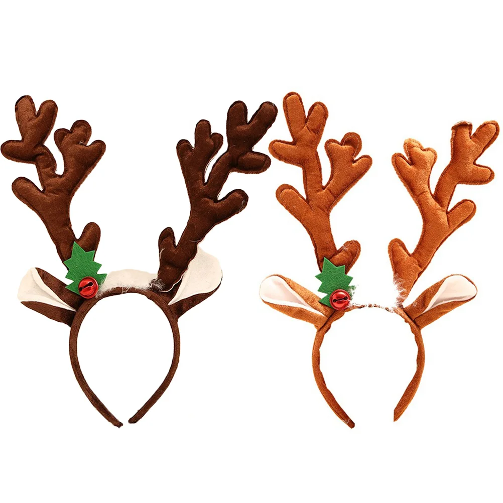 

2 Pcs Kids Decor Antler Headband Costume Headpiece Hair Xmas Accessory Antlers Party Chic Hairband Cloth Design Headdress Miss