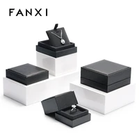 jewelry packaging box ring bracelet pendant jewelry brushed leather gift box black jewelry packaging