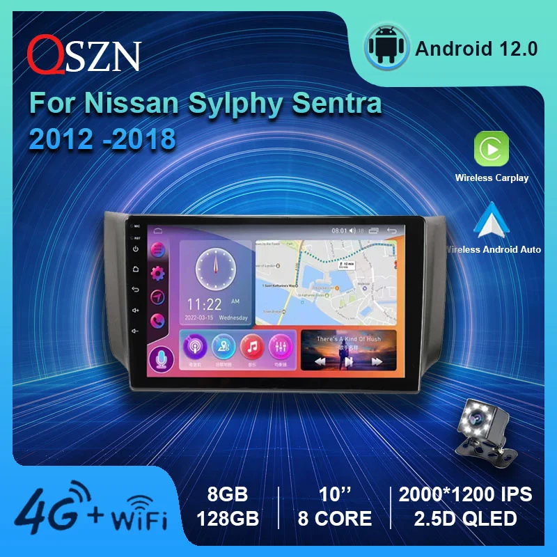 

QSZN 2K QLED Android 12 Car Radio For Nissan Sylphy B17 Sentra 12 2013 -2018 Multimedia Video Player GPS Carplay Auto Navigation