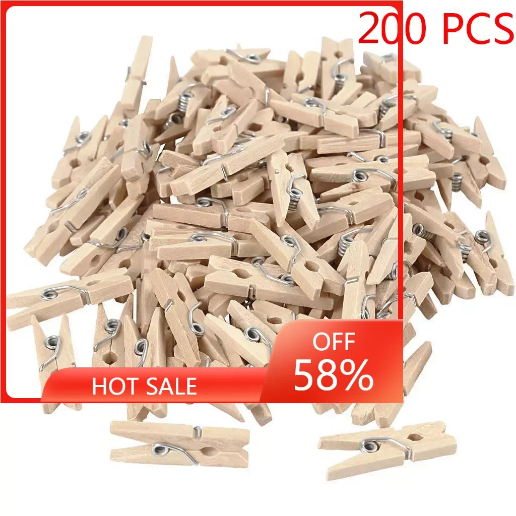 

50/100/200PCS 2.5CM Mini Natural Wooden Clothes Photo Paper Clothespin Craft Clips Portable Wood Clamp