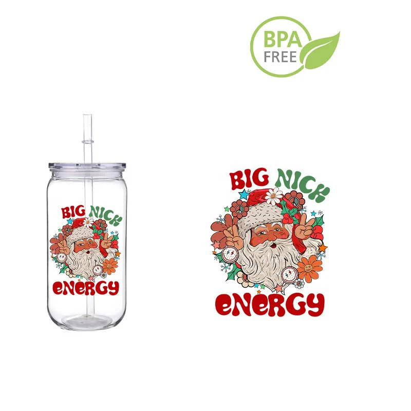 Рождественский ПЭТ DIY Напечатанный на заказ пластиковый стаканчик для переноса 16