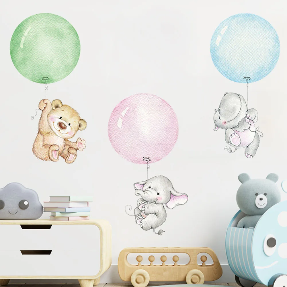 

Cute Cartoon Elephant Bear Wall Stickers For Kids Rooms Children Room Decor Cartoon Viny Decals Home Decorative Sticker Murall