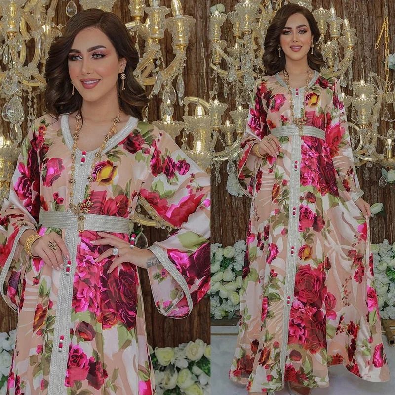 

India Dubai Abaya Women Muslim Dress Turkey Muslim Morocco Caftan Party Kaftans Arabic Islam Abayas Woman Robe Musulmane Gown