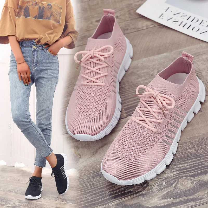 

2022 New Sneakers Women Slip On Mesh Light Breathable Running Shoes Woman Walking Platform Comfortable Female Summer Hot