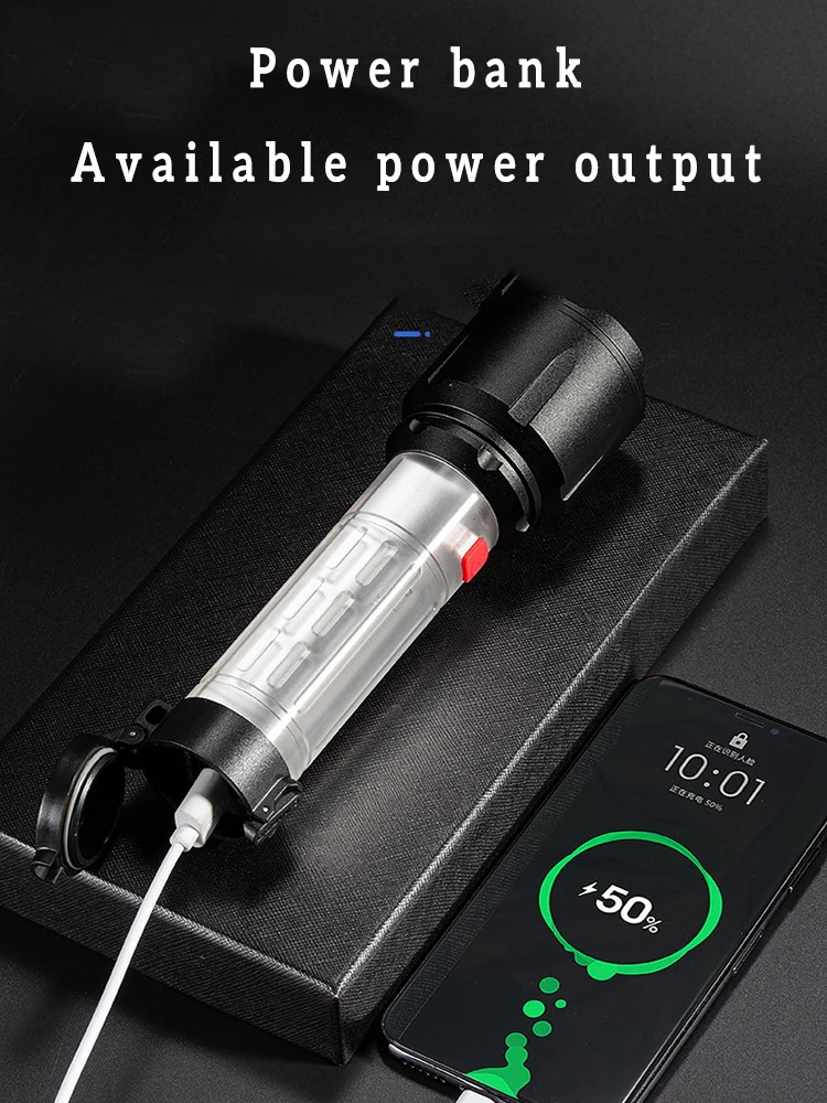 Высокомощный светодиодный фонарик перезаряжаемая батарея 7-скоростной фонарь