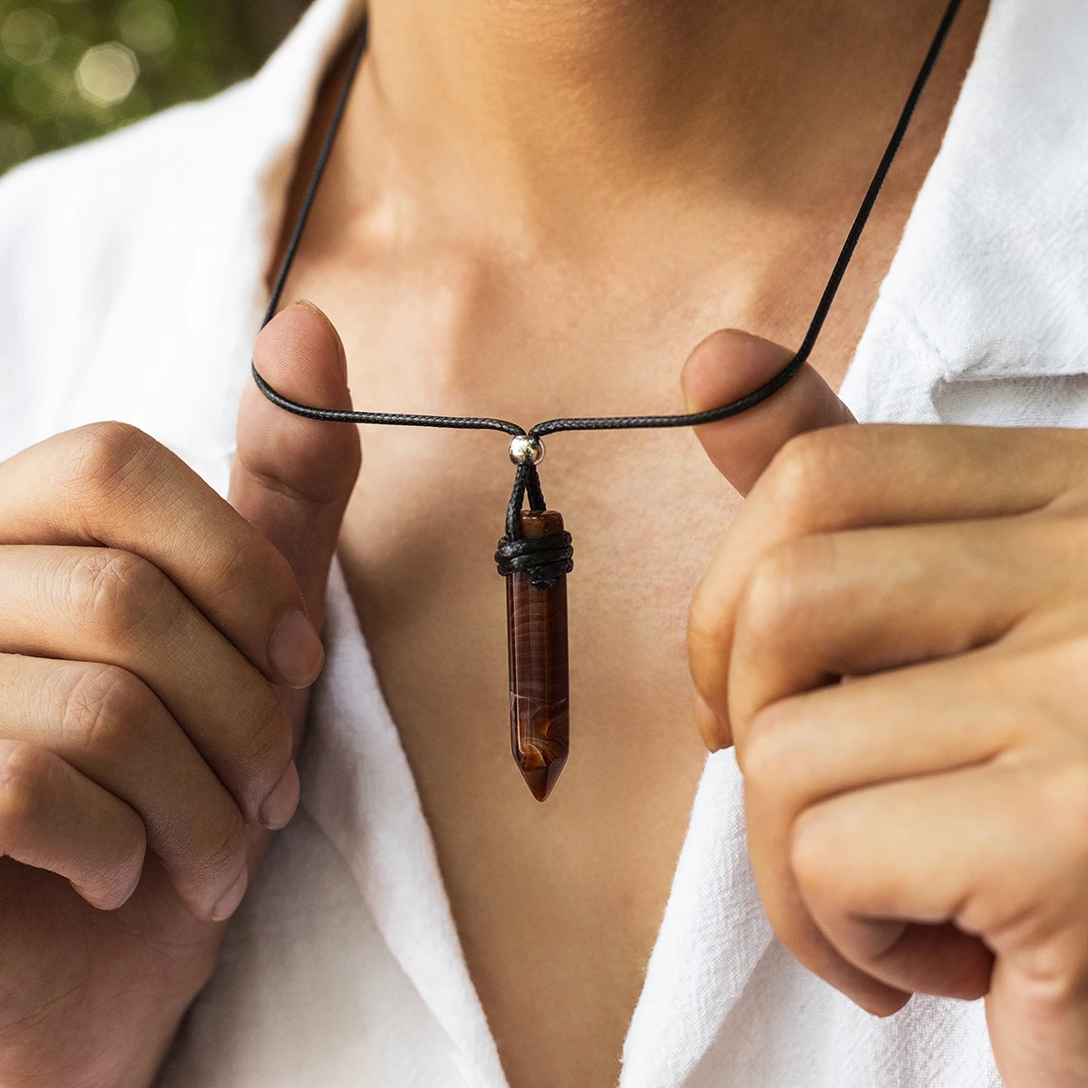 

Adjustable Rope Chain with Resin Geometry Pendant Necklace for Men Trendy Jewelry on the Neck 2023 Fashion Accessories Male Gift