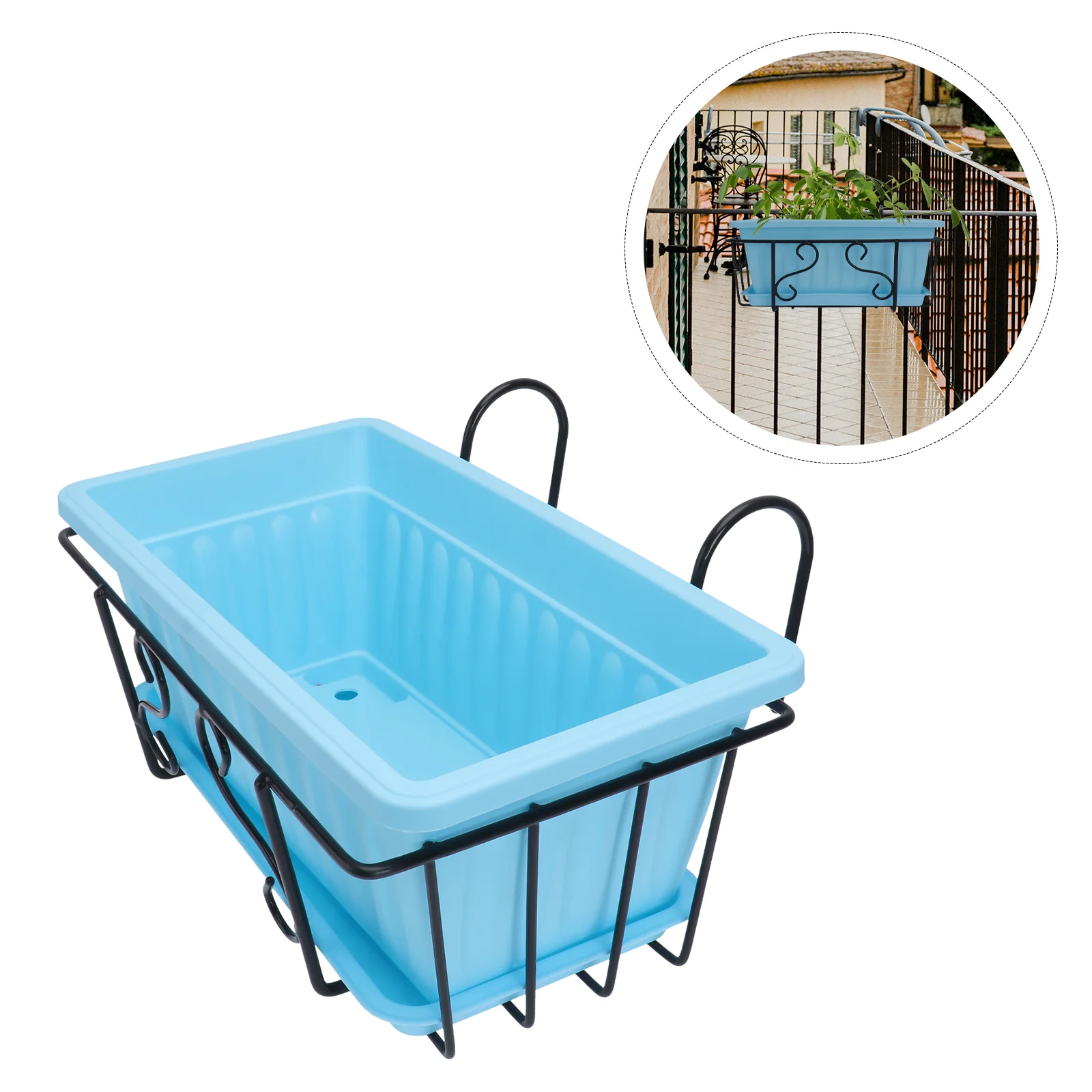 

Hanging Railing Planter Baskets Potted Plants Rack Flower Pot Holder Hanger Over The Rail Fence Pots Stand for Balcony Porch