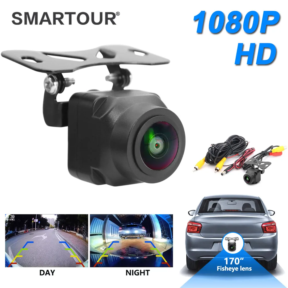 

SMARTOUR CCD Автомобильная камера заднего вида Автомобильная камера заднего вида с черным объективом «рыбий глаз» ночного видения Водонепроницаемая универсальная HD парковочная резервная камера