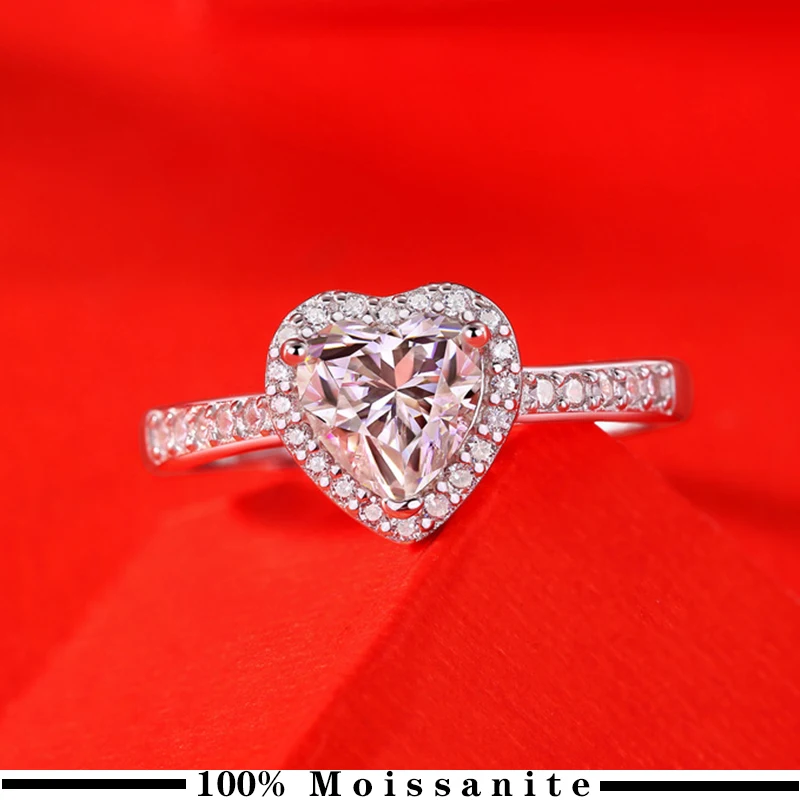 

14K White Gold color 1ct Moissanite Ring for Women Square Anillos Bizuteria Wedding Bague Gemstone Diamond Jewelry Ring Gift